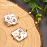 High Baroque Pink Pearl Drop Earrings Wedding Jewelry