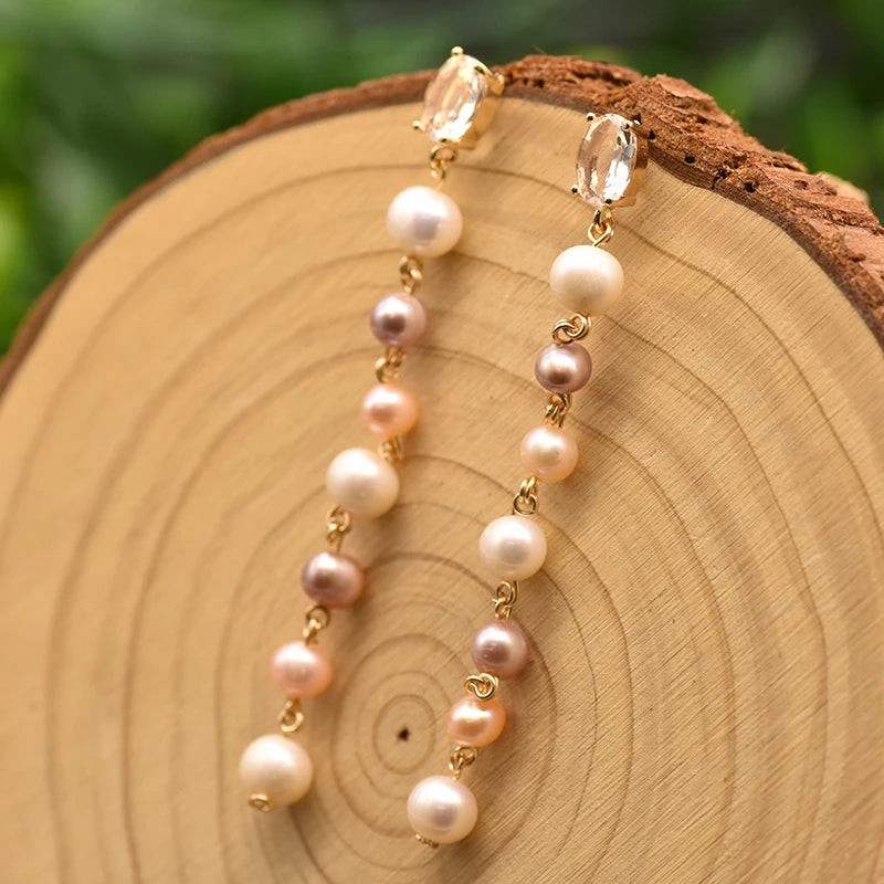 Fresh Water Pearl Long Earrings for Women GE0839