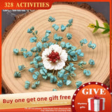 High Vintage Brooch Ladies Wedding Natural Turquoise Leaf Jewelry Accessory