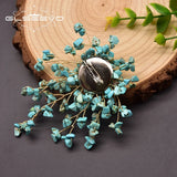 Vintage Turquoise Leaves Brooch Pin for Women Wedding Jewelry