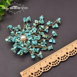 Vintage Turquoise Leaves Brooch Pin for Women Wedding Jewelry