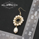 Hollow Circle Shape Natural Pearls Woman Drop Earrings