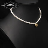 Hollow Metal Natural Pearl Love Heart Necklace Stylish Woman Jewelry