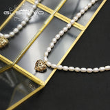 Hollow Metal Natural Pearl Love Heart Necklace Stylish Woman Jewelry