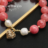 Heart-Shaped Natural Pearls Red Bracelet