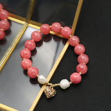 Heart-Shaped Natural Pearls Red Bracelet