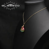 Colorful Crystal Pendant Necklace For Woman Jewelry Girls Gift