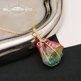 Colorful Crystal Pendant Necklace For Woman Jewelry Girls Gift