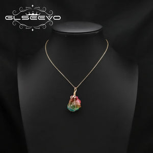 Colorful Crystal Pendant Necklace For Woman Jewelry Girls Gift