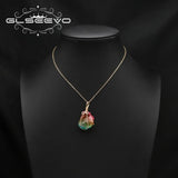 Colorful Crystal Pendant Necklace For Woman Jewelry Girls Gift