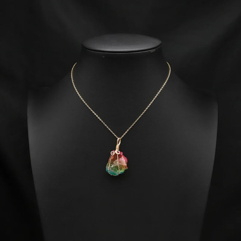 Colorful Crystal Pendant Necklace For Woman Jewelry Girls Gift