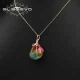 Colorful Crystal Pendant Necklace For Woman Jewelry Girls Gift