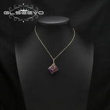 Purple Amethyst Pendant Necklace - Minimalist Elegance for Women