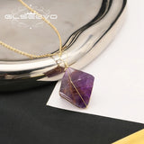 Purple Amethyst Pendant Necklace - Minimalist Elegance for Women
