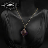 Purple Amethyst Pendant Necklace - Minimalist Elegance for Women