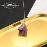Purple Amethyst Pendant Necklace - Minimalist Elegance for Women