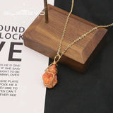 Irregular Red Carnelian Pendant Necklace Retro Charm Jewelry
