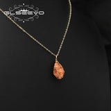 Irregular Red Carnelian Pendant Necklace Retro Charm Jewelry