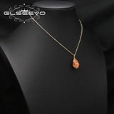 Irregular Red Carnelian Pendant Necklace Retro Charm Jewelry