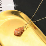 Irregular Red Carnelian Pendant Necklace Retro Charm Jewelry