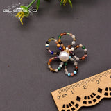 GLSEEVO Pearl Flower Stud Earrings Sweet Party Jewelry