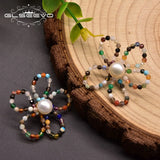 GLSEEVO Pearl Flower Stud Earrings Sweet Party Jewelry