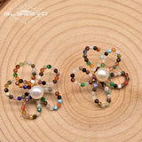 GLSEEVO Pearl Flower Stud Earrings Sweet Party Jewelry