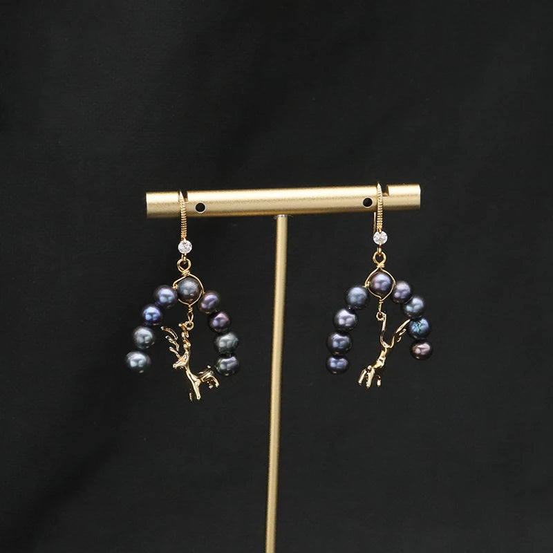 Lapis Lazuli Elk Ear Hooks Women's Earrings