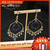 Lapis Lazuli Zircon Tassel Earrings for Women Christmas Gift