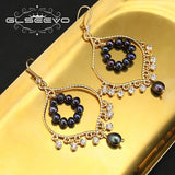 Lapis Lazuli Zircon Tassel Earrings for Women Christmas Gift