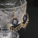 Lapis Lazuli Zircon Tassel Earrings for Women Christmas Gift