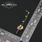 Long Chain Green Drop Pearl Pendant Earrings Retro Classic Fine Jewelry