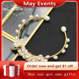 Metal Winding Freshwater Pearls Flower Bracelet