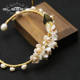 Metal Winding Freshwater Pearls Flower Bracelet