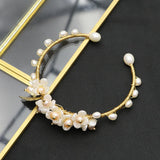 Metal Winding Freshwater Pearls Flower Bracelet