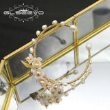 Metal Winding Freshwater Pearls Flower Bracelet