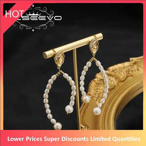 Long Piercing Nature Pearl Eardrop Classic Female Temperament Fine Jewelry