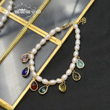 Colorful Water Droplets Crystal Pearl Bracelet for Women