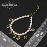 Colorful Water Droplets Crystal Pearl Bracelet for Women