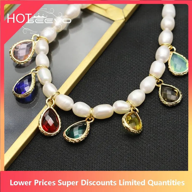 Colorful Water Droplets Crystal Pearl Bracelet for Women