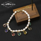 Colorful Water Droplets Crystal Pearl Bracelet for Women