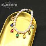 Colorful Water Droplets Crystal Pearl Bracelet for Women