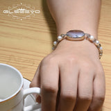 GLSEEVO Agate Pearl Bracelet Women Girl Party Jewelry