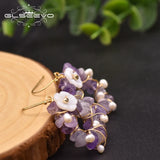 Natural Amethyst Tourmaline Drop Earrings Wedding Crystal Earrings