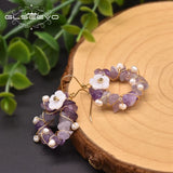 Natural Amethyst Tourmaline Drop Earrings Wedding Crystal Earrings