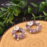 Natural Amethyst Tourmaline Drop Earrings Wedding Crystal Earrings