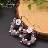 Natural Amethyst Tourmaline Drop Earrings Wedding Crystal Earrings