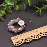 Natural Amethyst Tourmaline Drop Earrings Wedding Crystal Earrings