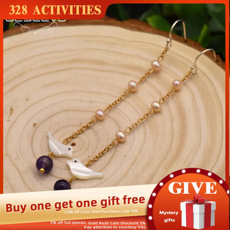 Amethystine Quartz Long Drop Earrings 925 Silver Dangle