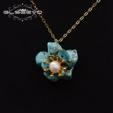 Baroque Freshwater Pearl Necklace Birthday Gift Turquoise Flower Pendant